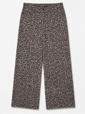 New Leopard Print Wide Leg Jeans - Brown Taupe